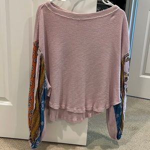 Free people pink thermal blouse